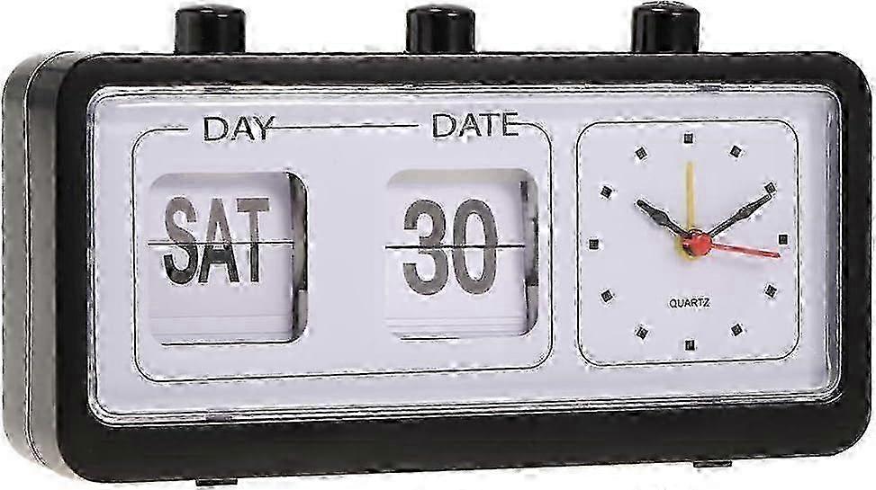 Top Beside Clock With Calendar Display, Black, 20x5x10.8cm