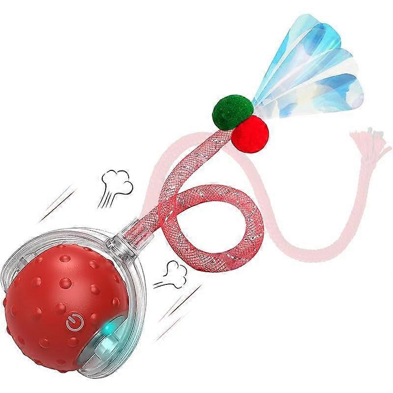 Interactive Cat Toy �C Motion Activated Rolling Ball with LED Lights & 3 Play Modes & Two Different Tails - Best Toy for Indoor Cats & Kitten