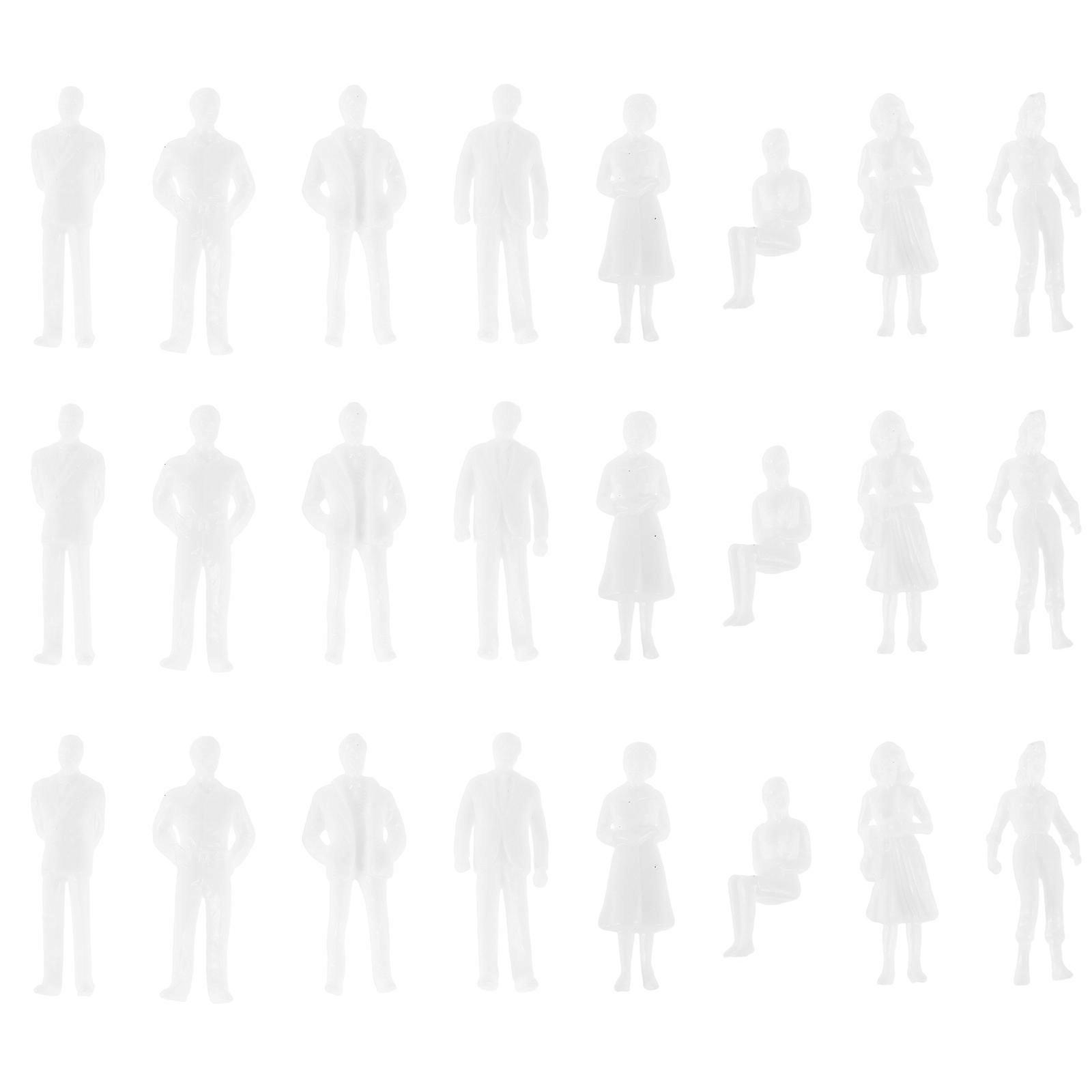 Plastic Model People Figures White for DIY Sand Table 25Pcs Set