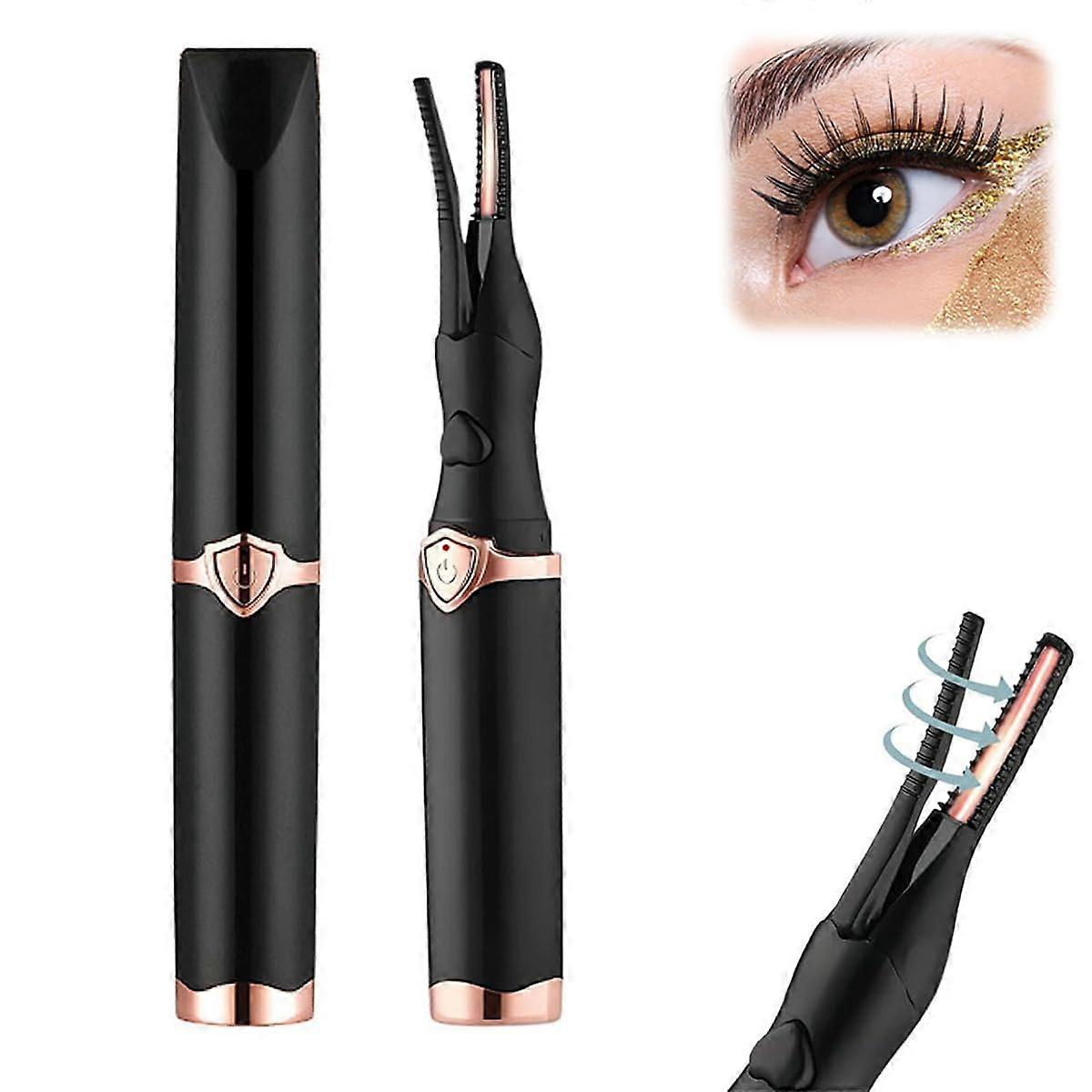 Heated Eyelash Curler USB Rechargeable with 3 Heat Modes for LongLasting Curl Fast Styling Black