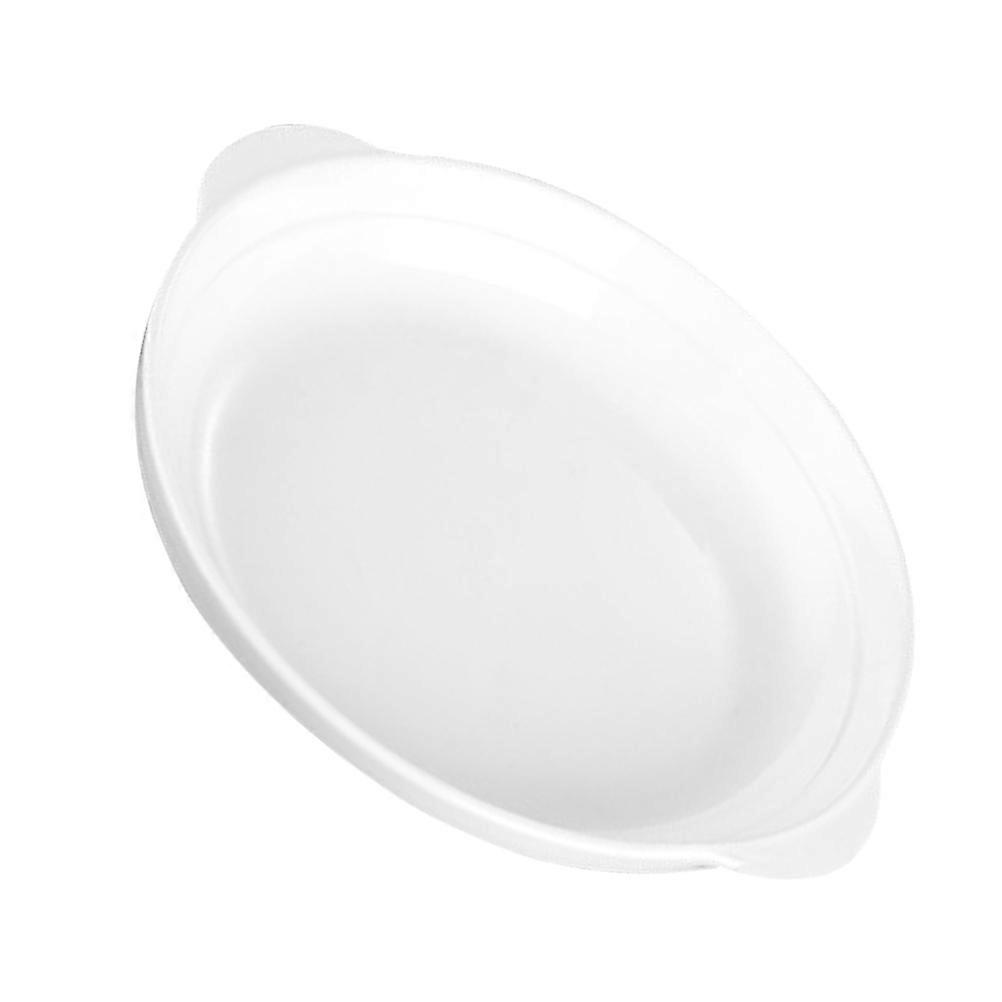 Ceramic Pie Pan with Double Handles for Baking White Color