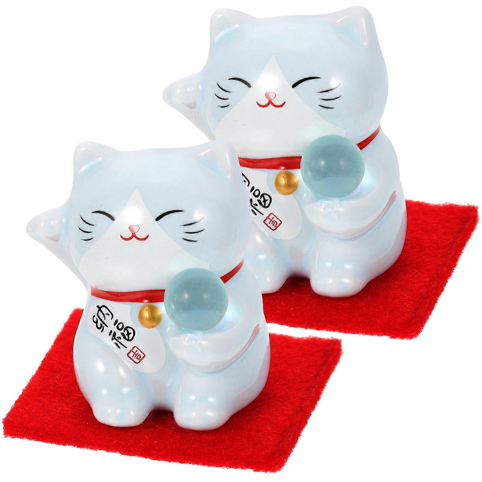 Miniature Cat Ornament Ceramic Desktop Cat Decoration 4Pcs