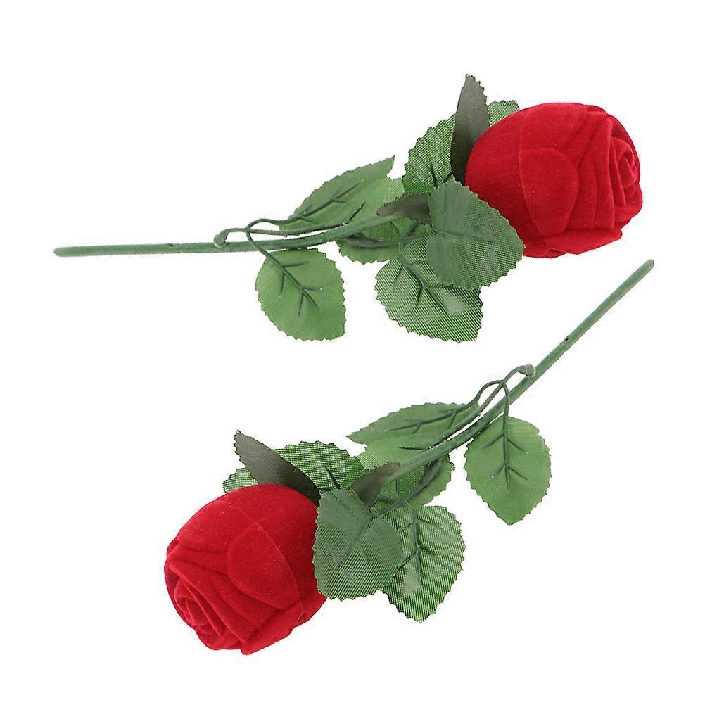 Rose Ring Box for Party Use with Elegant Design and Protective Flannel Interior 2PCS Multi Color
