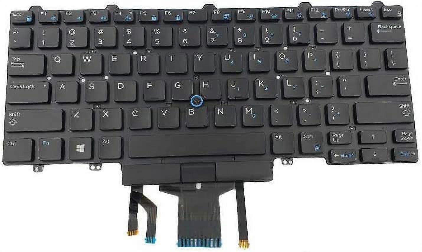 New US Black Backlit Laptop Keyboard for compatible with Dell Latitude 7480 7490 E7480 E7490, Light Backlight, No Frame with Stick Pointer