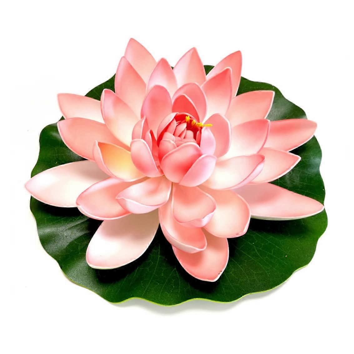 Artificial Lotus Flower with Lily Pad, Realistic EVA Floating Water Lily for Pond and Garden Decor  Pink