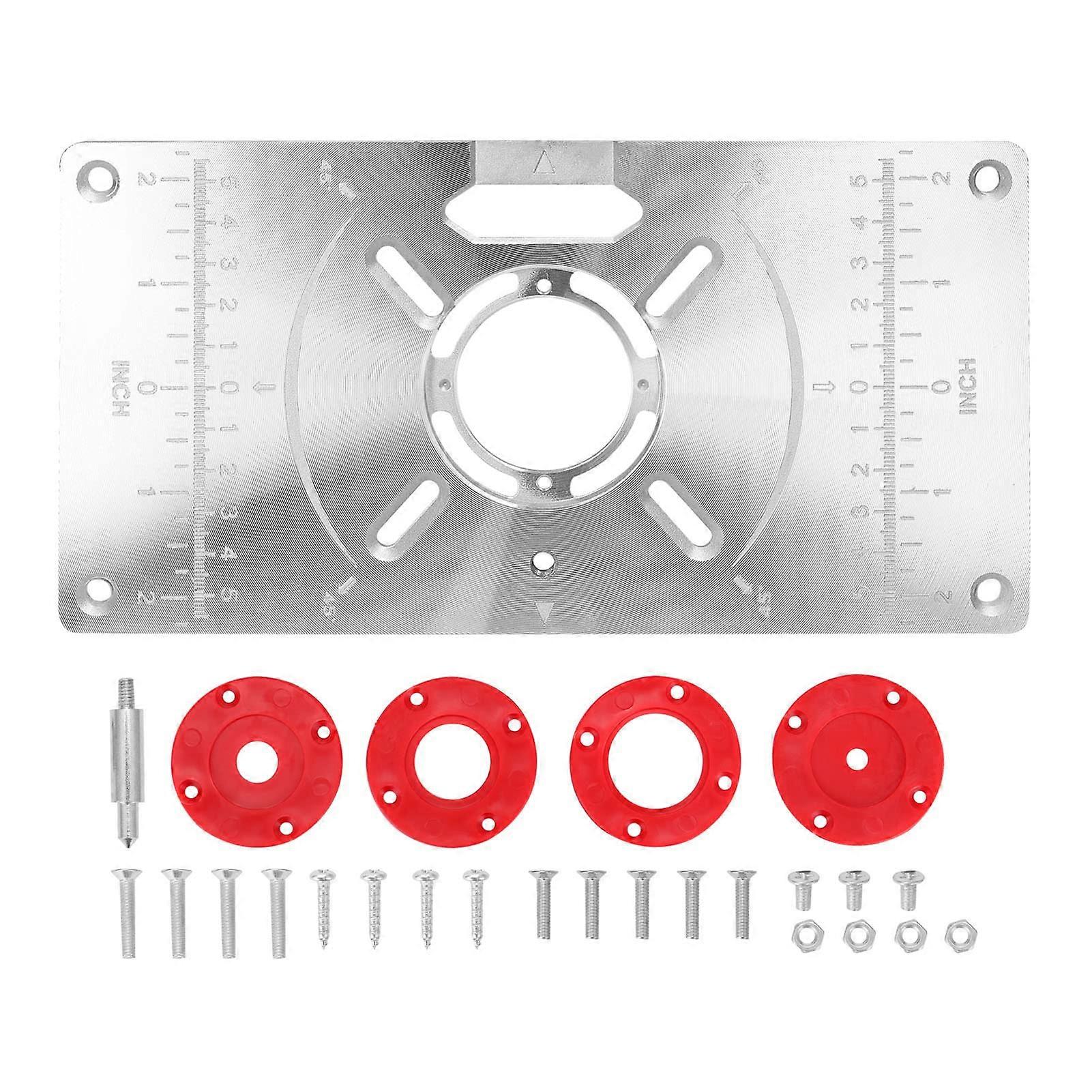 Router Table Insert Plate Aluminum Flip Board with 4 Rings for Trimming and Engraving Woodworking