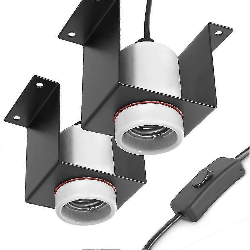 Reptile Ceramic Socket, Heat Lamp Holder for Terrariums Bracket Light Fixture, Bulb Not Included 2pack EU Plug