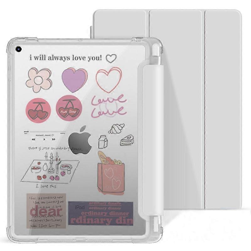 Capa elegante para iPad de 10,9" (10 polegadas) com compartimento transparente para caneta, cinza.