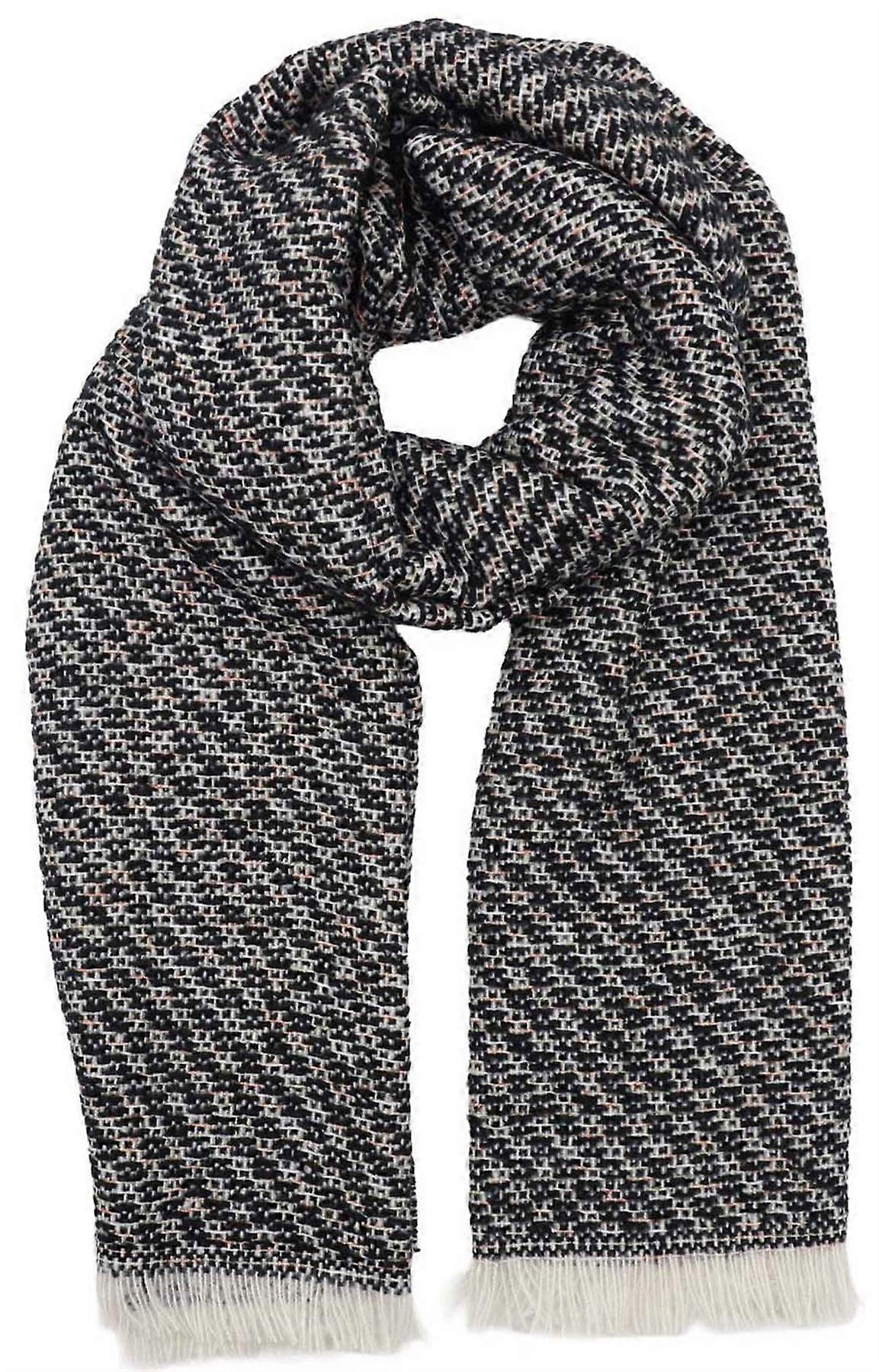 Zelly Dashed Line Winter Weight Print Scarf - Black