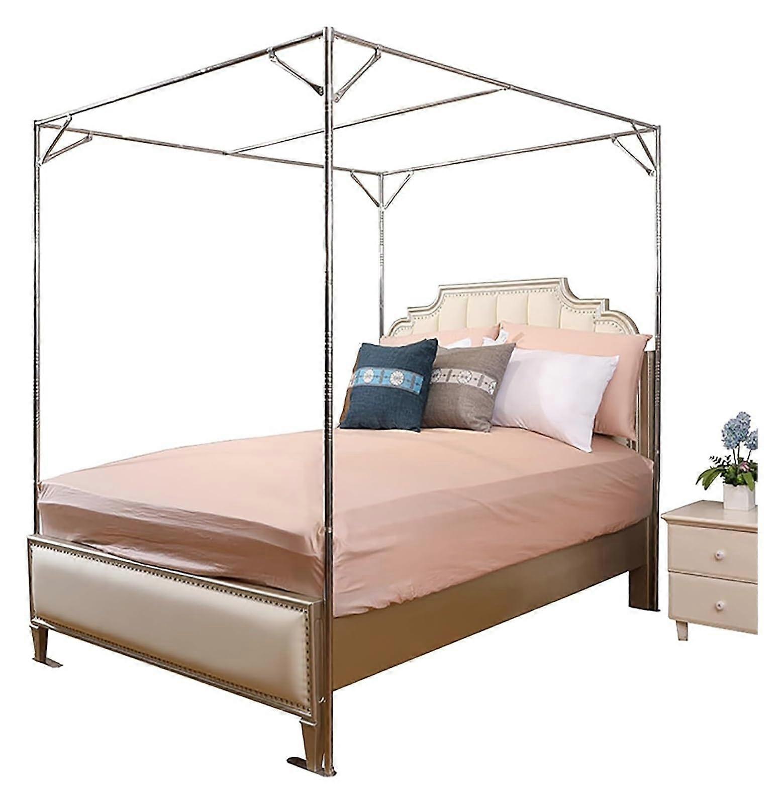 Canopy Bed Frame with Stainless Steel Poles, Thickened Construction, Full Queen King Sizes