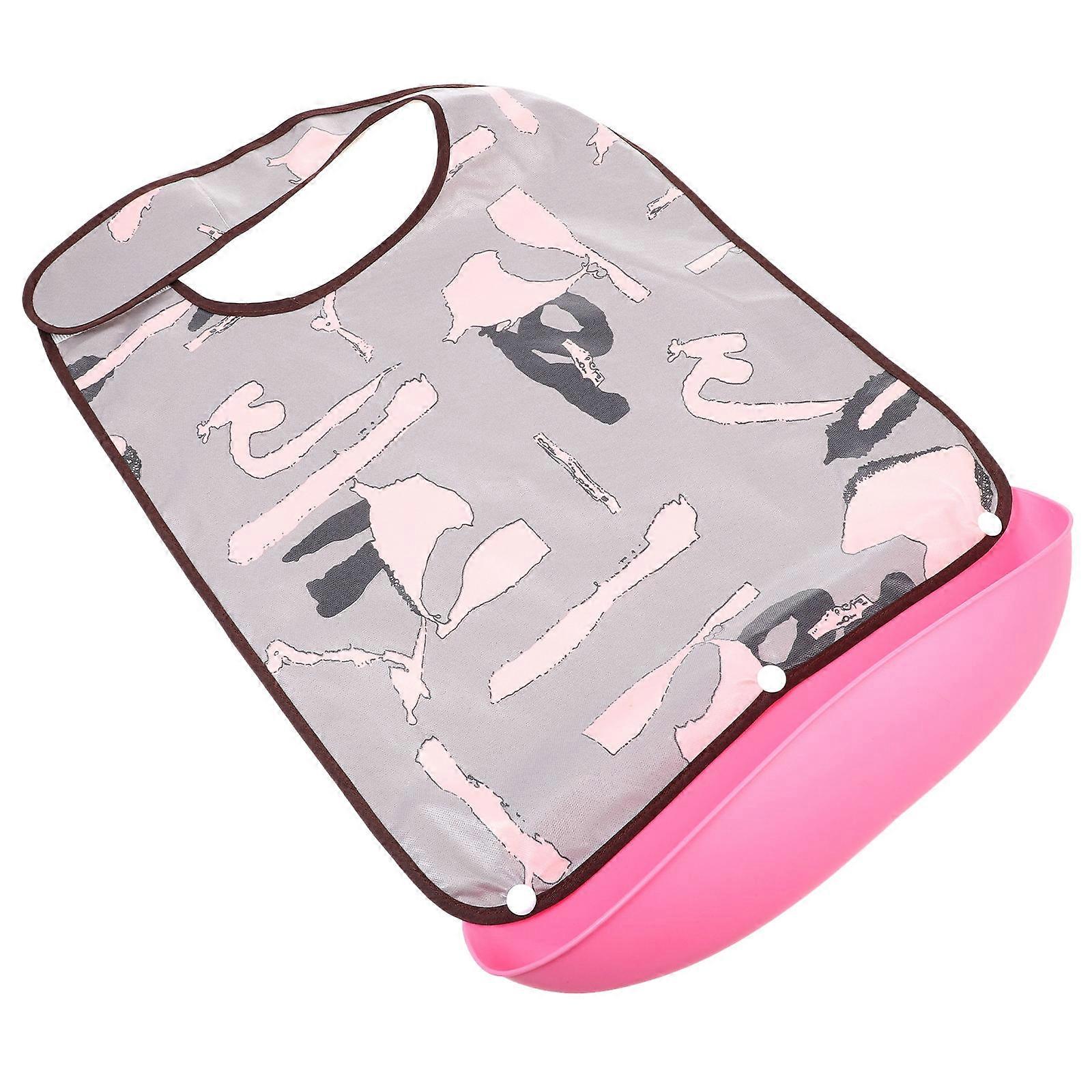 Waterproof Elderly Bibs Adjustable Pink 64X36CM For Home Use 1Pcs