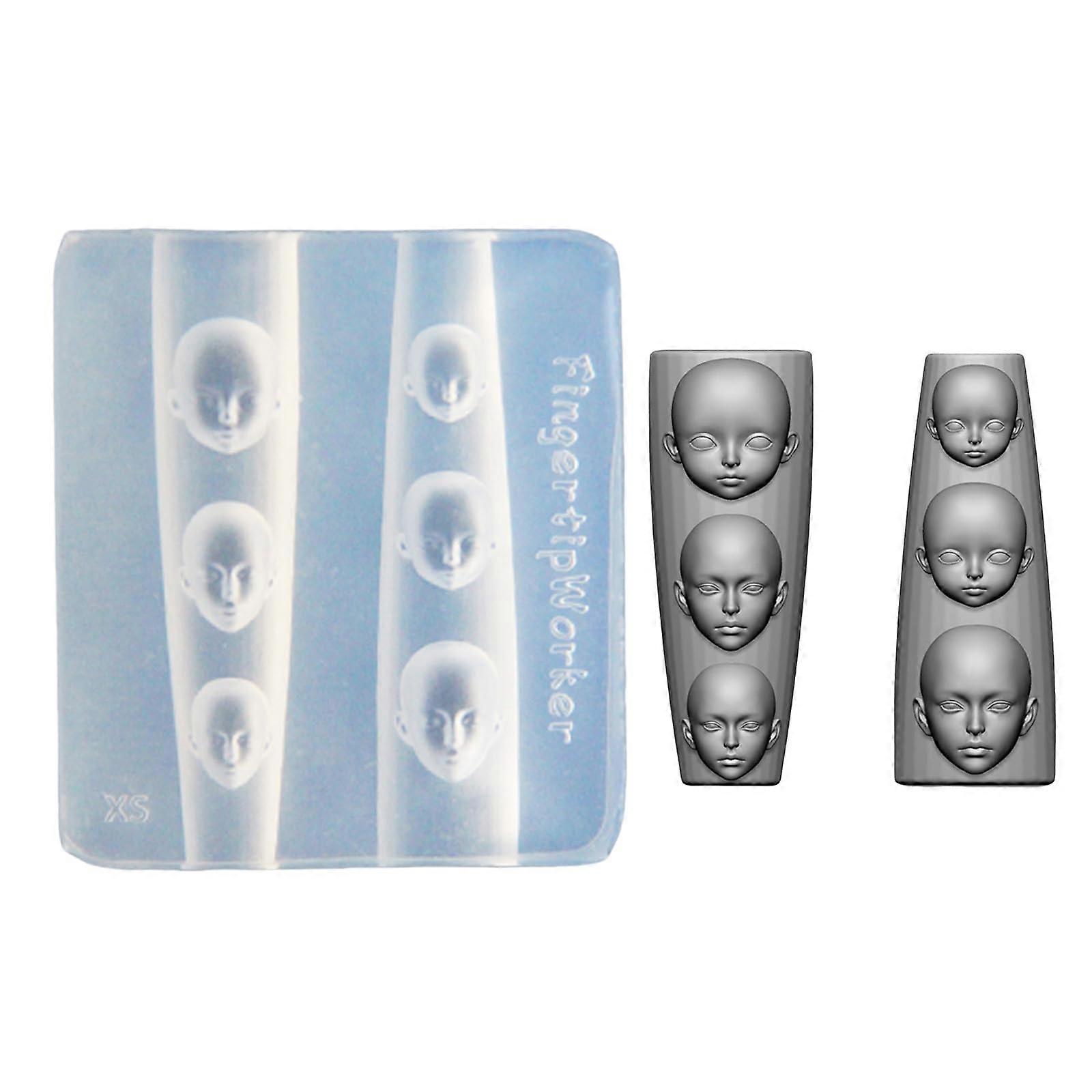 Nail Art Mold Silicone Doll Face Template for Consistent 3D Designs with Multiple Face Shapes
