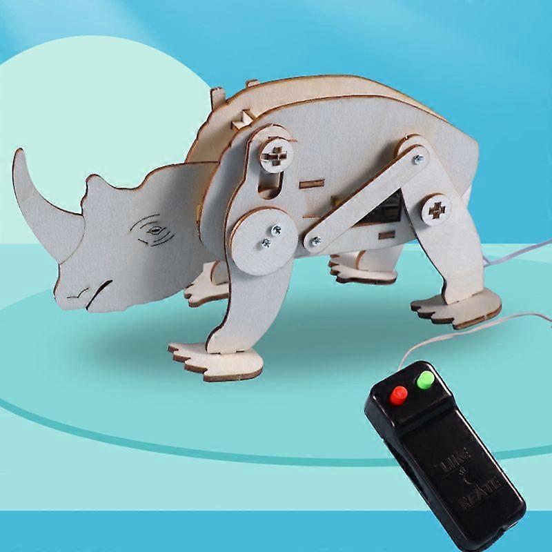 Educational Electric Assembling Toys Remote Control Rhinoceros Material Package
