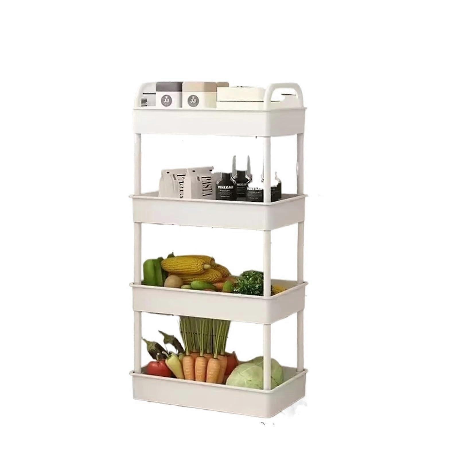 3Tier Rolling Storage Cart with Armrests, SpaceSaving Utility Trolley for Kitchen Office Garage