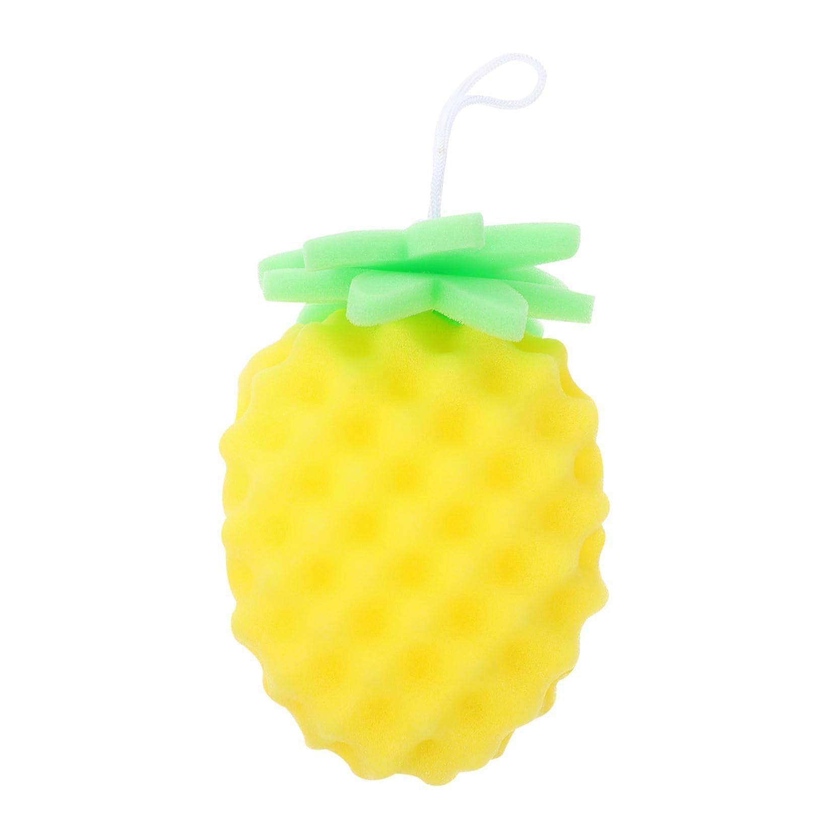 Bath Sponge Body Scrubber with Gentle Skin Exfoliation and Hanging Loop Pineapple Design