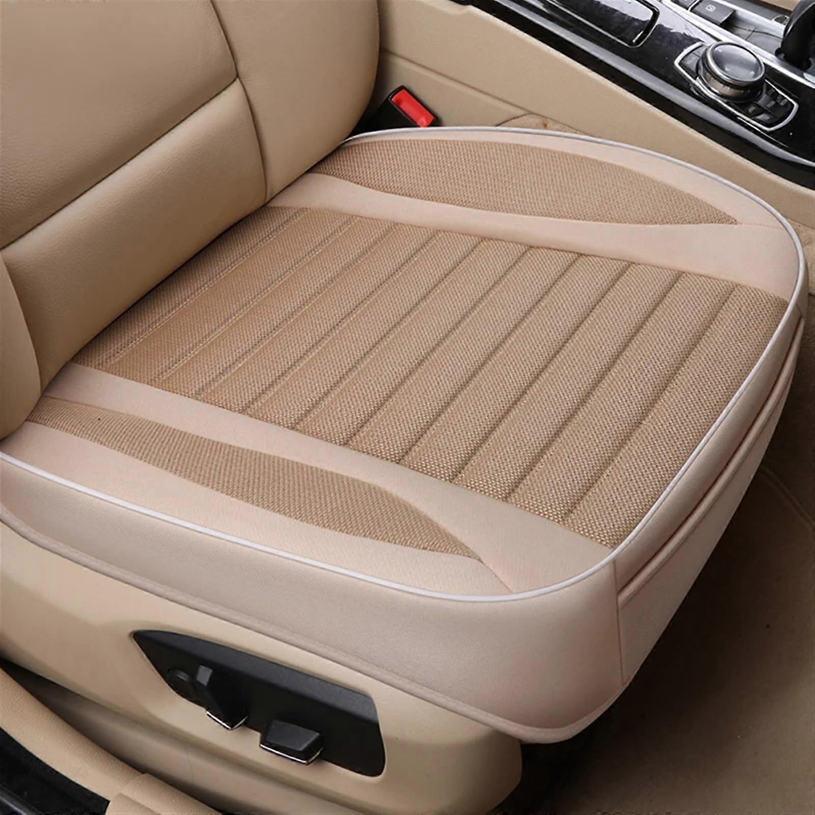 Universal Beige Linen Car Seat Covers Front Cushion Protector Breathable Pad AntiSlip