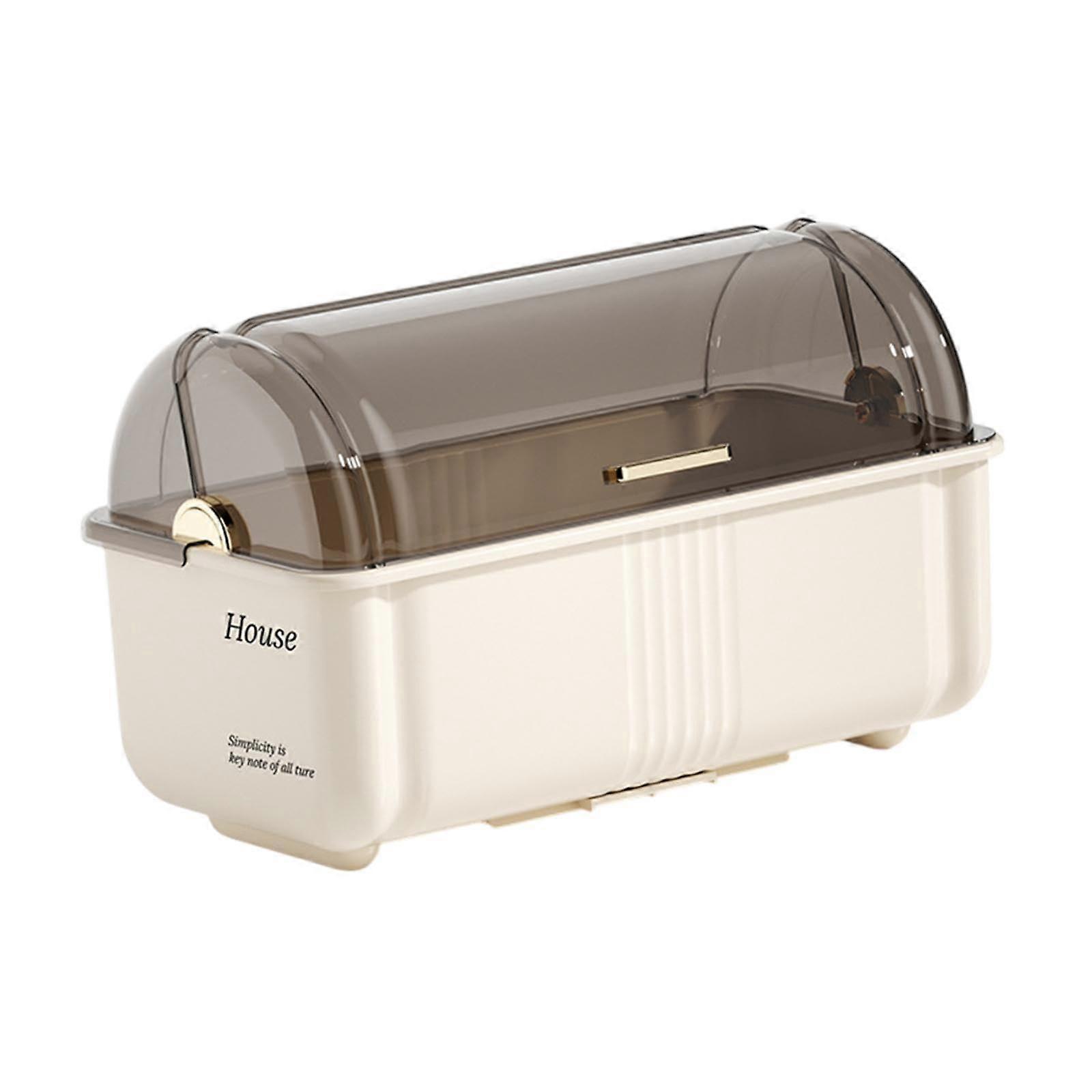 XL Dish Drying Rack with Dustproof Lid and Drainboard, Large Capacity Kitchen Dish Drainer