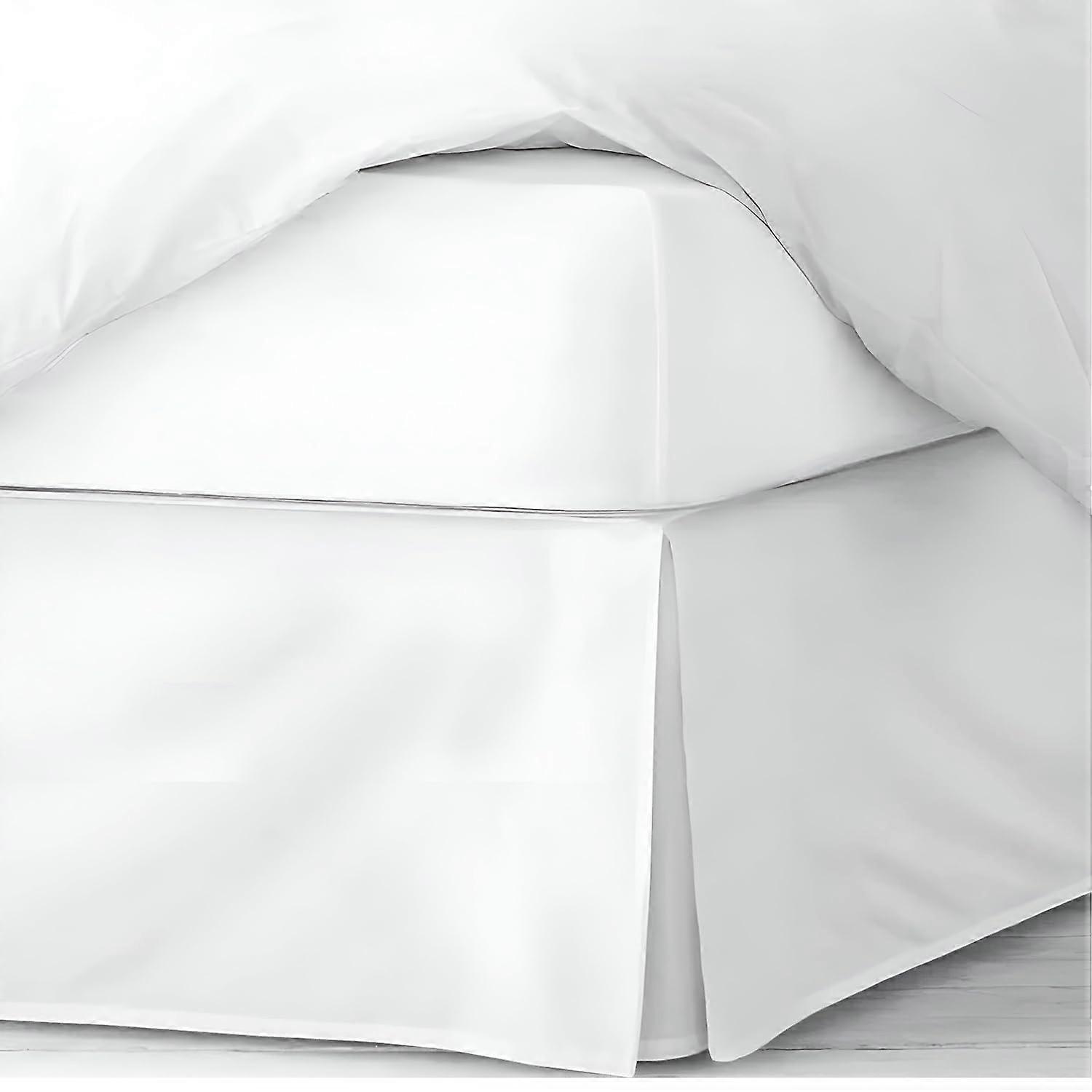 Bed Skirt Full Size 18 Inch Drop Pleated Design Wrinkle Resistant Microfiber Split Corner Platform Fit White