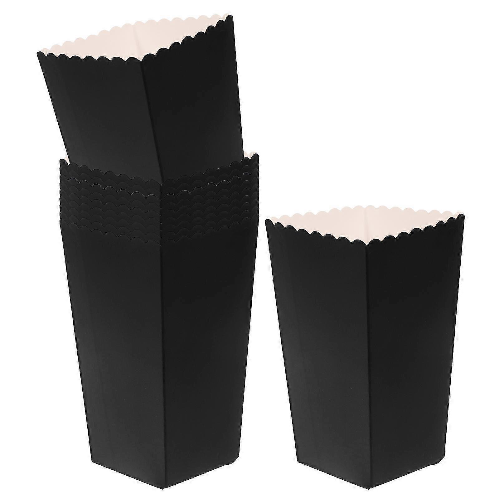 Foldable Popcorn Boxes Paper Packaging for Wrapping 48Pcs Black Food Boxes