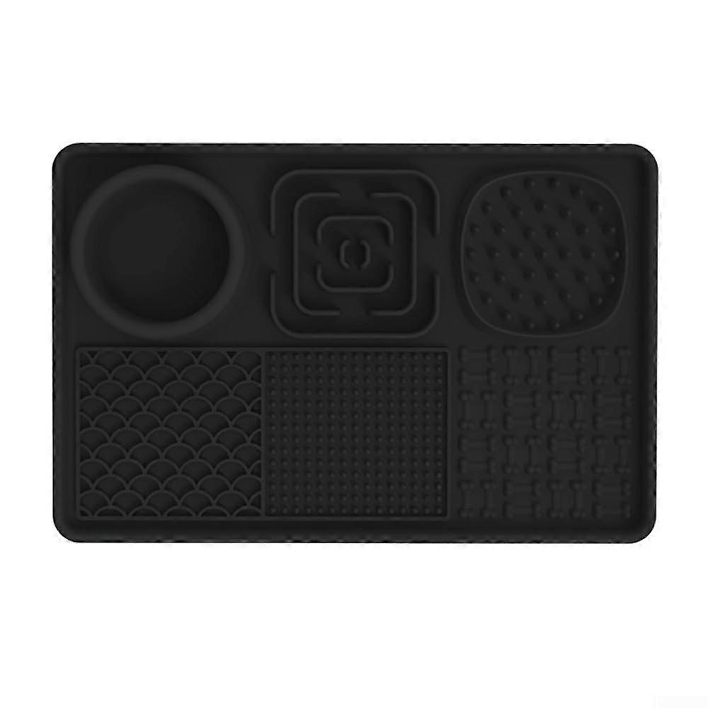 Licking Mat for Dogs and Cats with NonSlip Suction Base, Slow Feeder Silicone  Mat Black