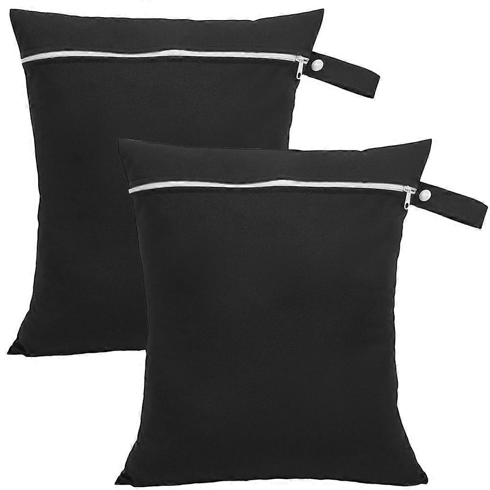 Polyester Zipper Bags Rectangle Black 40x30x0.6cm