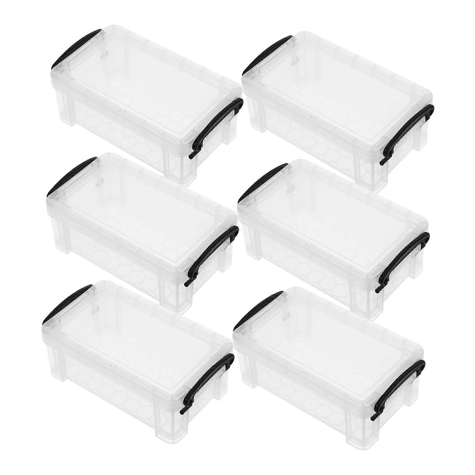 6pcs Clear Plastic Pencil Case Organizer with Locking Secure Design for School and Office Use