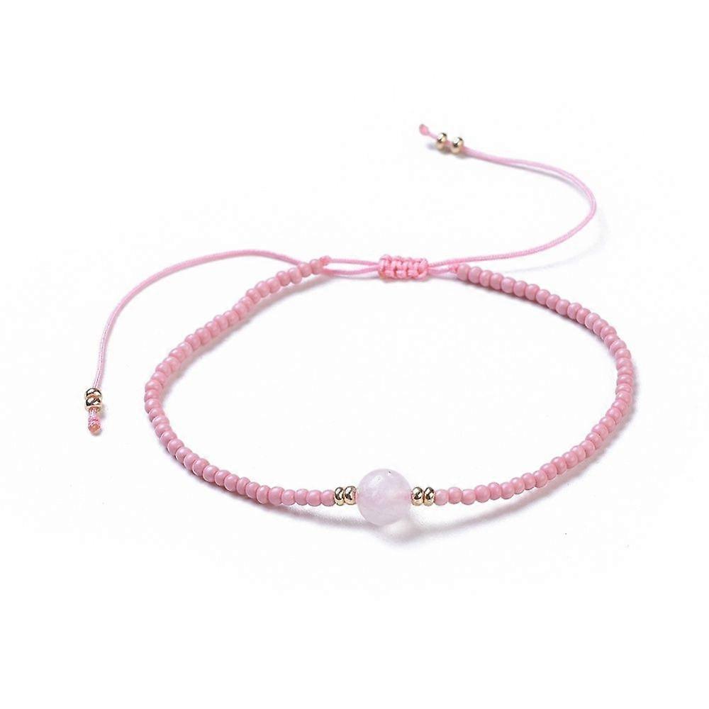 Pulseiras de fio de nylon com miçangas e quartzo rosa natural, de 4,5 a 8 cm (1-3/4 a 3-1/8 polegadas).
