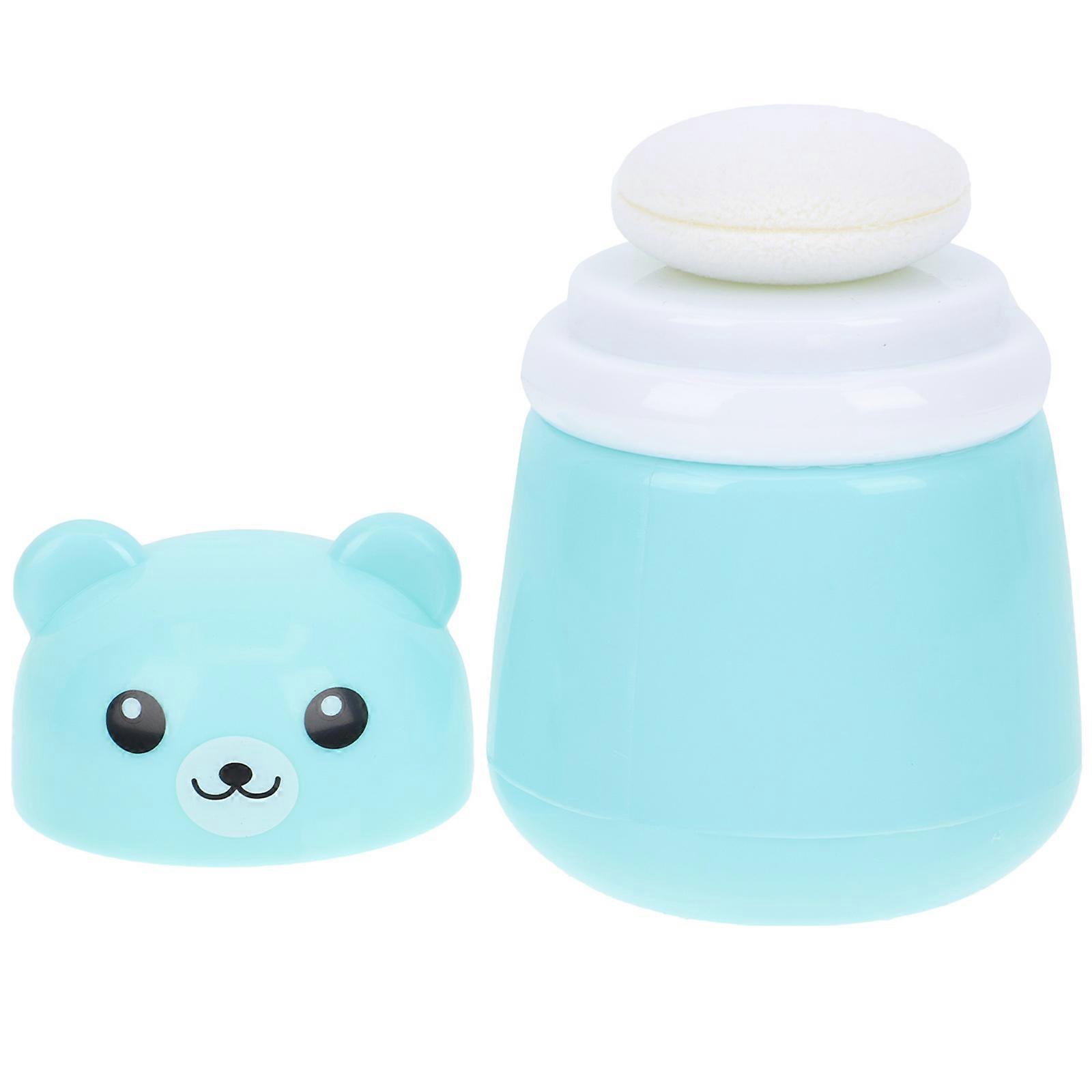 Powder Storage Bottle Puff for Home Use 3Pcs Blue Container