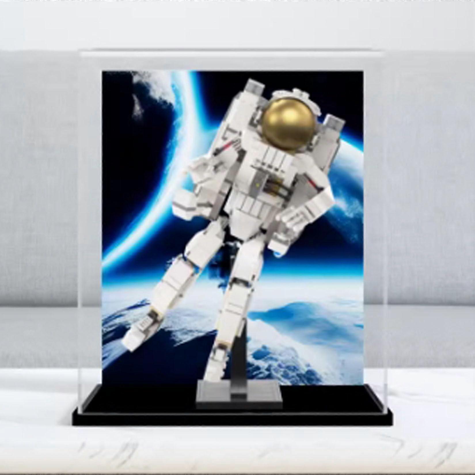 Acrylic Display Case for  31152 Space Astronauts Dustproof Clear Showcase with Background