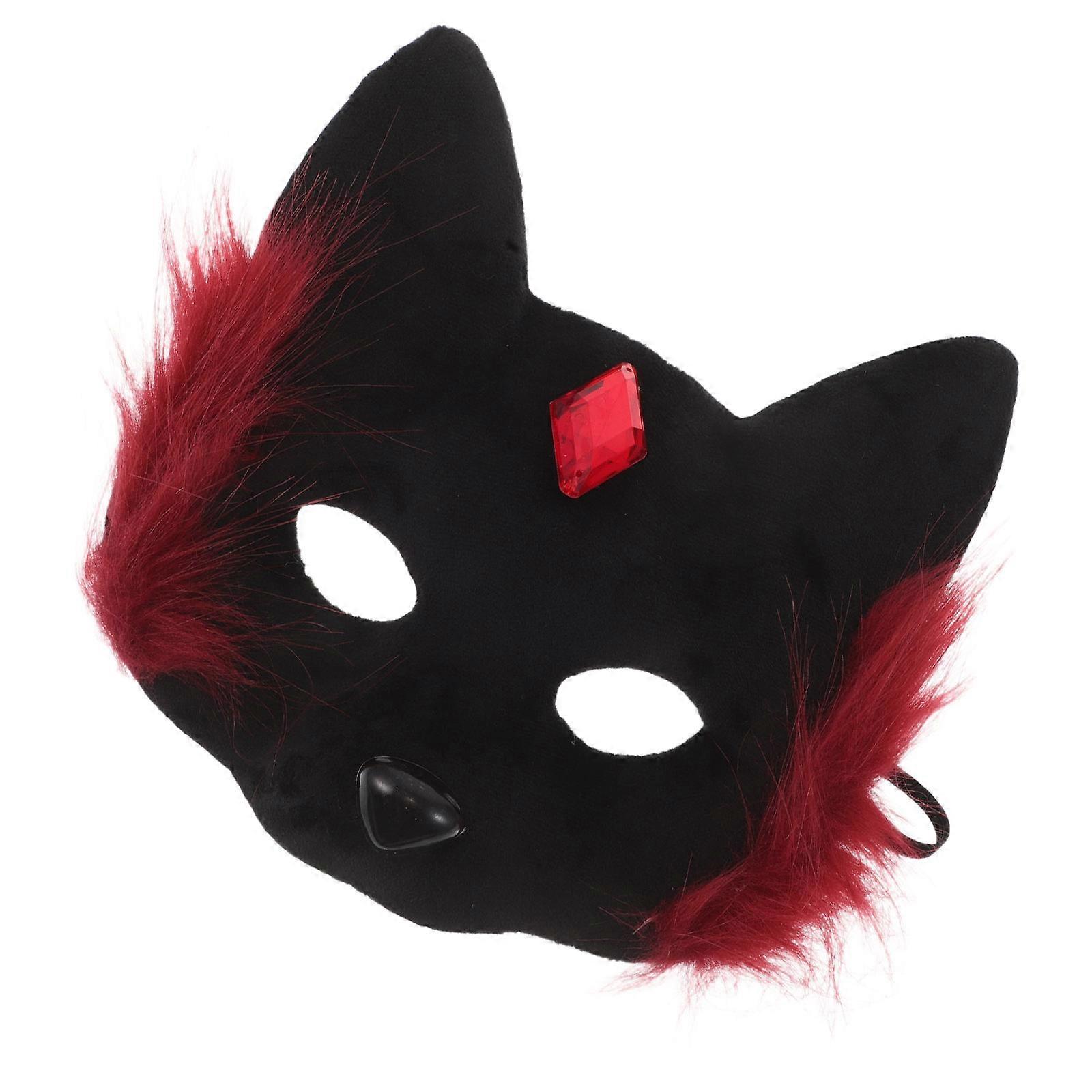 Halloween Cat Mask Plush Half Face Designed for One Party Accessory