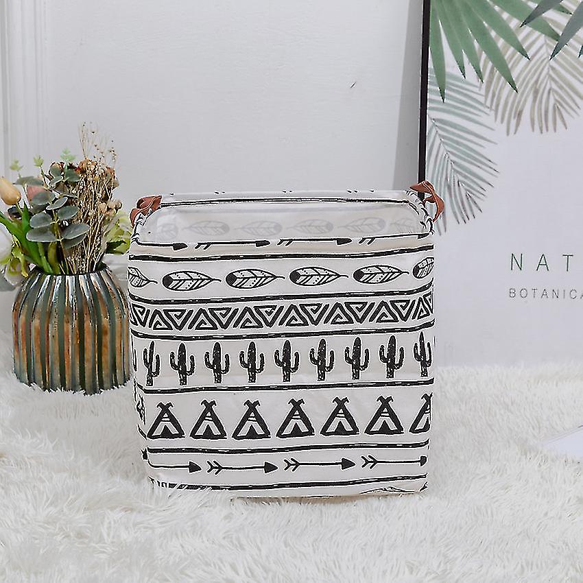 Small Square Foldable Storage Box With Linen Stitching Fabric Storage Basket, Storage Box With Cotton Rope Handles Storage Cube Storage Box(cactus