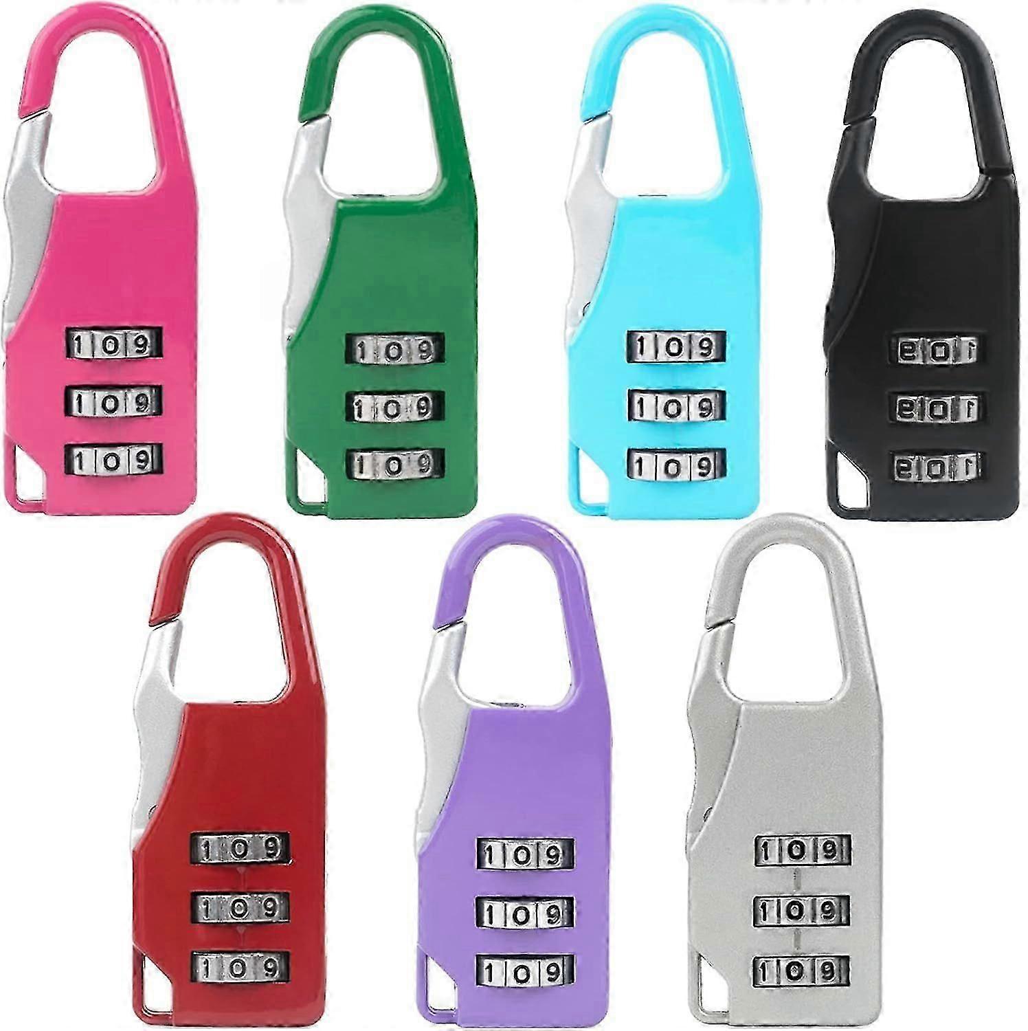 7 Pack Mini Password Lock 3 Digit Number Code Combination Padlocks Mini