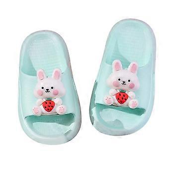 Boys Girls Slippers Summer Casual Cartoon Animal Open Toe Non- Shoes Child Cute Indoor Flip Flops,Light Blue,3.5-4 Years