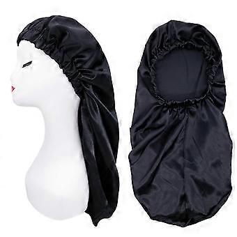 Long Satin Sleep Cap for Women, Large Satin Bonnet, Silk Hair Bonnet for Long Curly Hair