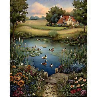 Pond with Ducks and Flowers Stress Reliever Jigsaw Puzzle V4242