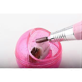 Nail Drill Bit Cleaning Box with Dual Brush System, Quick Bit Cleaning, Durable Pink Case
