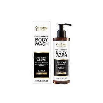 Duschgel für Damen und Herren, Oud-Holz & Sandelholz, feuchtigkeitsspendend und sanft | Peeling-Seife für glatte und gesunde Haut