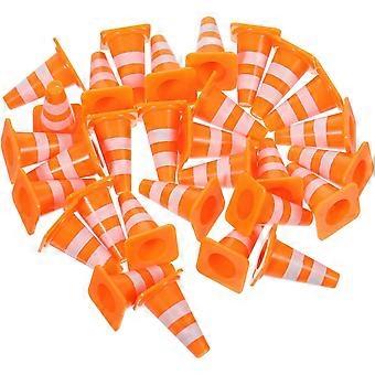 30 stk. mini trafikkjegler, 2,5 cm minikjegler oransje små veisperringer byggeskilt, små trafikkleker treningsscene veisperringer, multifunksjonelt løp