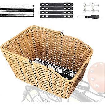 Rear Bike Basket Woven Tail Large Capacity Bicycle with Installation Tools compatible Most Rack