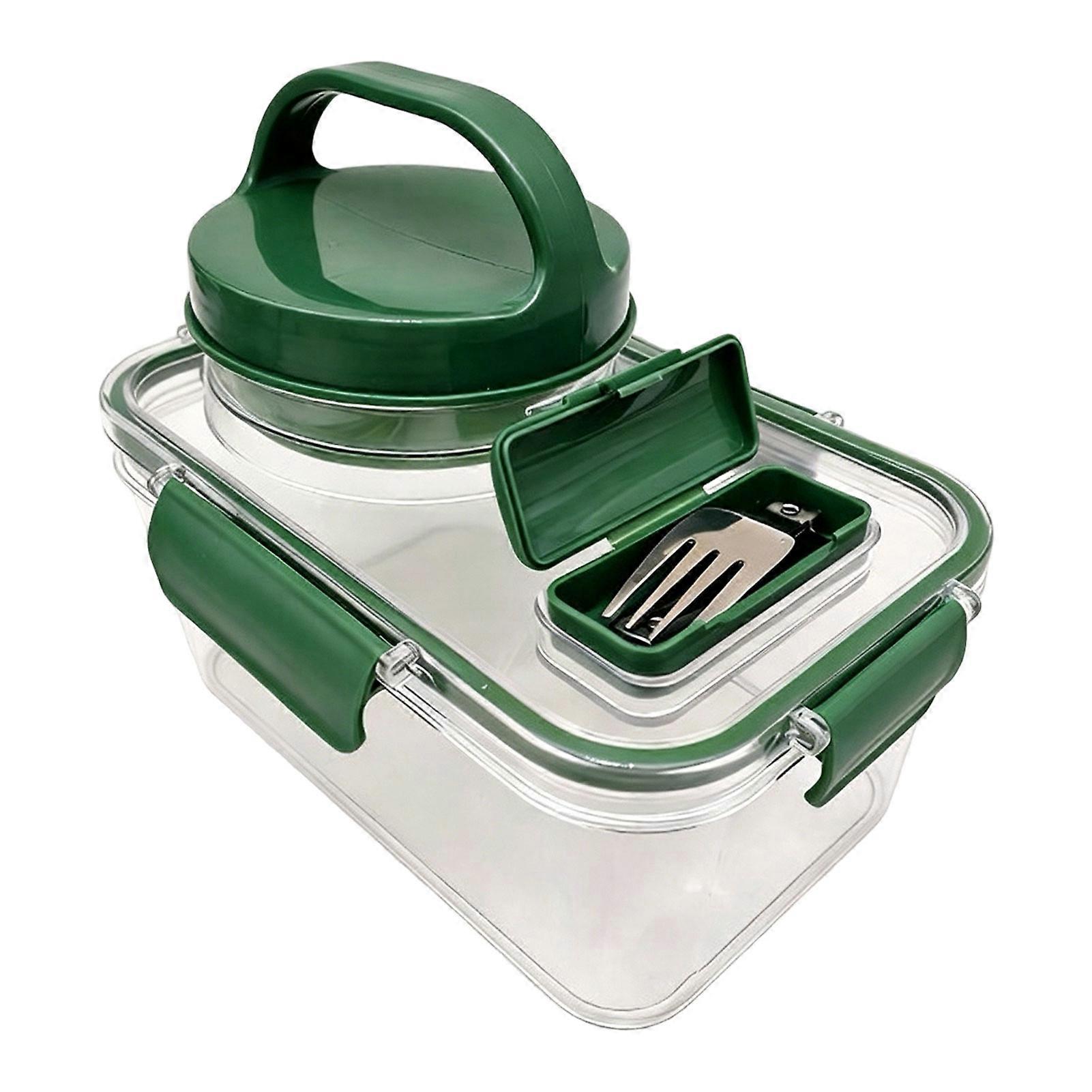 Double Layer Food Container for Picnic with Foldable Fork
