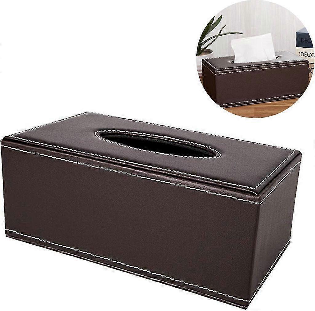 High-Quality Artificial Leather Tissue Box - Brown 26-27