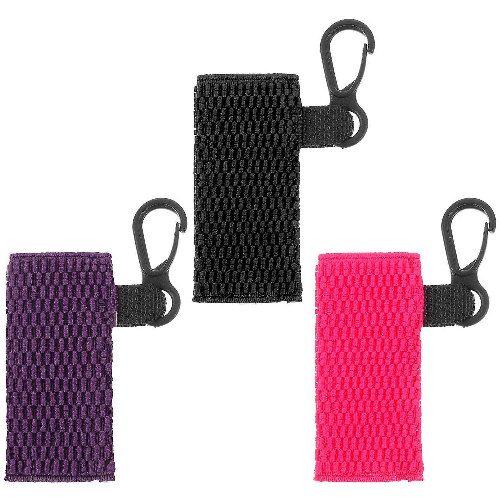 Polyester Lip Balm Holder Keychain Clip for Storage 3Pcs Mixed