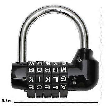 5 Letter Combination Padlock Black - Bike Lock compatible with Backpack Laptop - Alphabet Wheel Lock