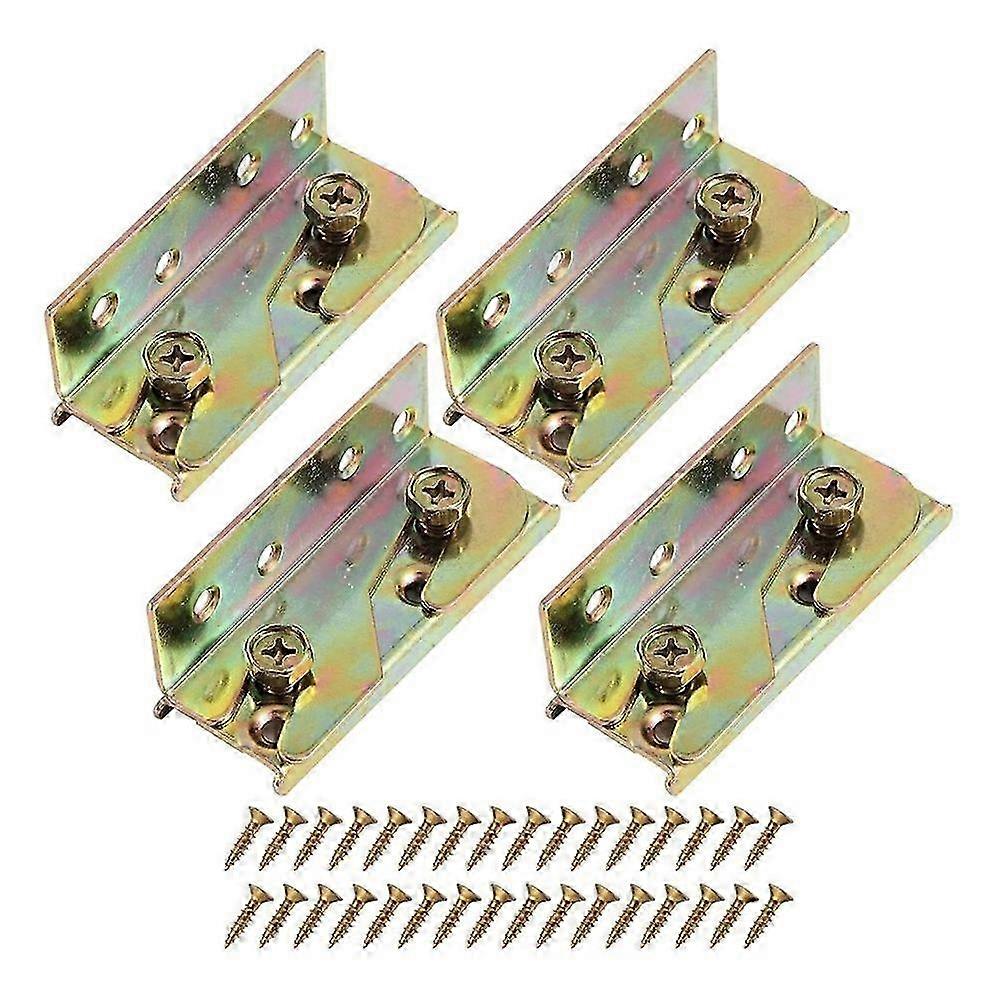 4 Pcs Bed Rail Brackets with 32 Pcs Srews, Bed Frame Brackets, Rust Proof Bed Frame Hardware compatible with Headboards
