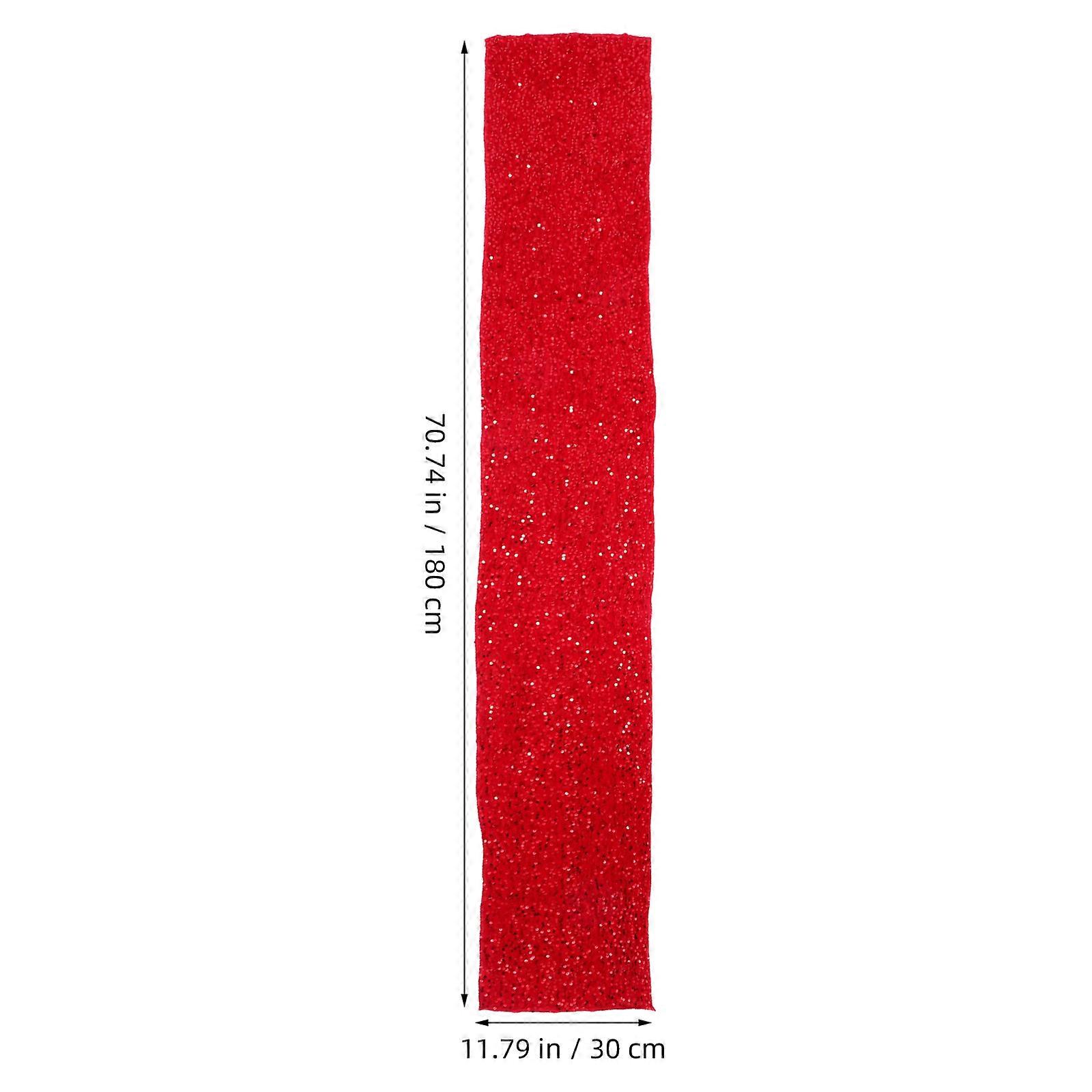 Sequin Party Table Runner for Decoration Red Plush Table Runner