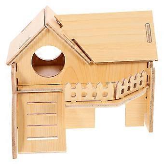 Wooden Hamster House for Cozy Sleeping and Play Small Animal Hideout