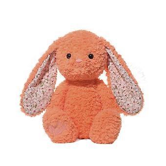 Orange CurlyFur Bunny Doll With Floral Inner Ears For Cuddling & Gift