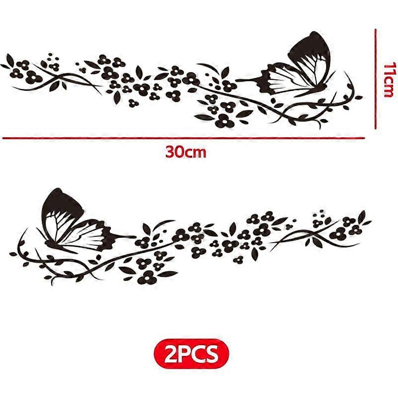2 Car Stickers Butterfly Flower Pattern