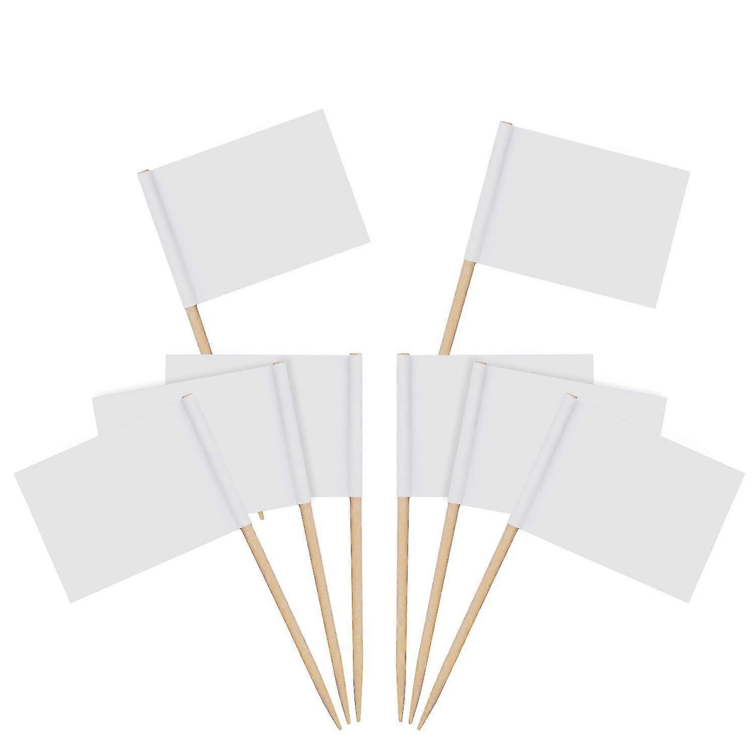 Small White Blank Toothpick Flags 100 Pack Cheese Markers