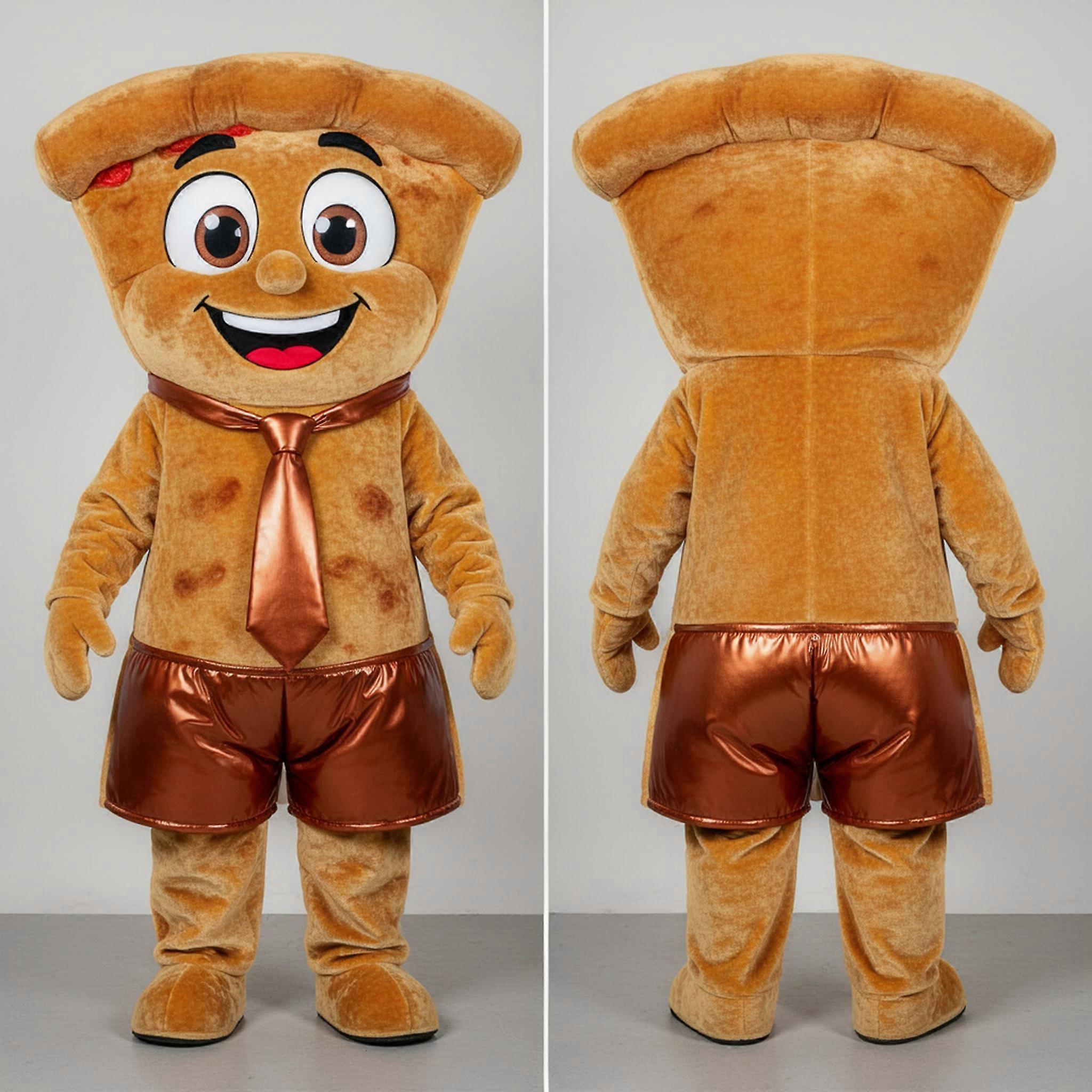 MASTICOT Rust Orange Wide Grinning Pizza Mascot